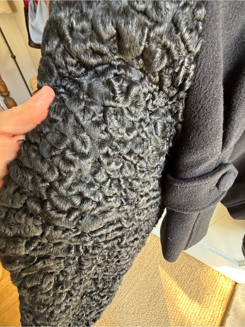 Vintage Designer Karl Lagerfeld Black Cropped Teddy Sleeve Jacket Button Details - Picture 6 of 8